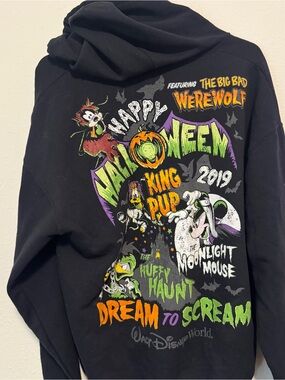 Disney Black Halloween 'Happy Halloween 2019' Graphic Zip-Up Sweater